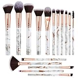 Set di 9 pennelli da trucco, per ombretti, color oro rosa, setole  sintetiche morbide e manico in legno, per ombretto, sopracciglia, eyeliner  e sfumature : : Bellezza